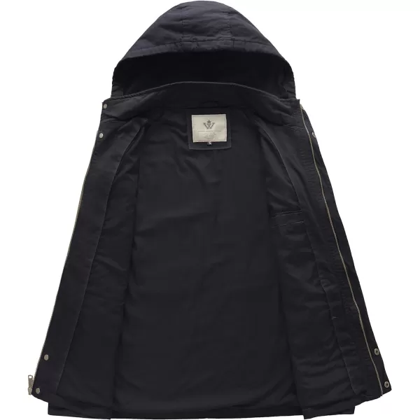 WenVen Mens Casual Canvas Cotton Jacket Hooded Military Utility JacketDark Grey