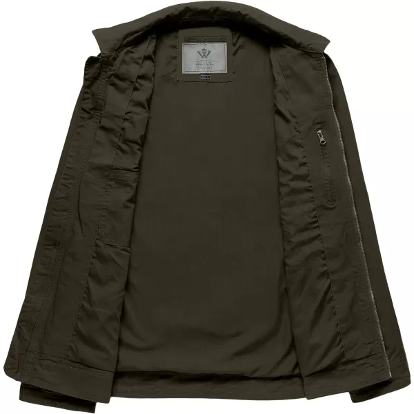 WenVen Mens Casual Canvas Cotton Jacket Lightweight Military Utility JacketArmy Greenn