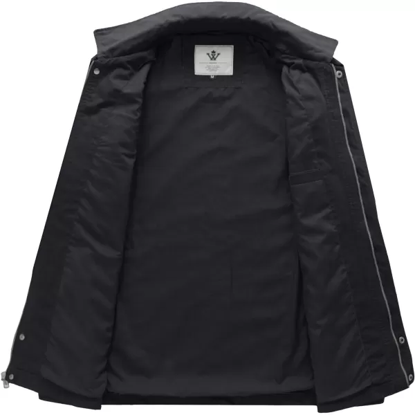 WenVen Mens Casual Canvas Cotton Military Lapel JacketGrey