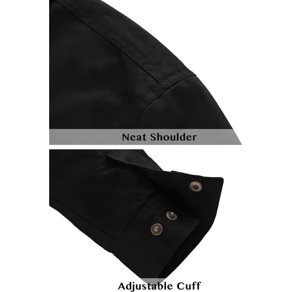 WenVen Mens Casual Lightweight Lapel Jacket Cotton Field Anorak Black MWenVen Mens Casual Lightweight Lapel Jacket Cotton Field Anorak Black M