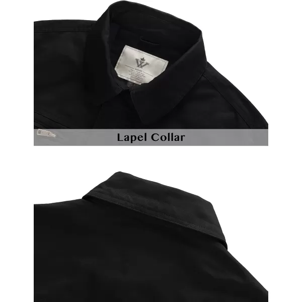 WenVen Mens Casual Lightweight Lapel Jacket Cotton Field Anorak Black MWenVen Mens Casual Lightweight Lapel Jacket Cotton Field Anorak Black M