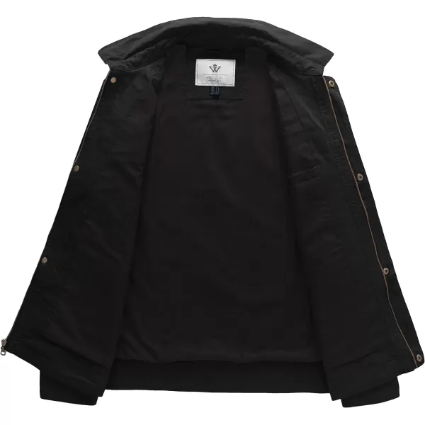 WenVen Mens Casual Lightweight Lapel Jacket Cotton Field Anorak Black MWenVen Mens Casual Lightweight Lapel Jacket Cotton Field Anorak Black M