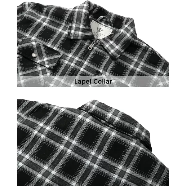 WenVen Mens Long Sleeve Flannel Jacket Winter Warm Sherpa Lined Plaid ShirtBlack