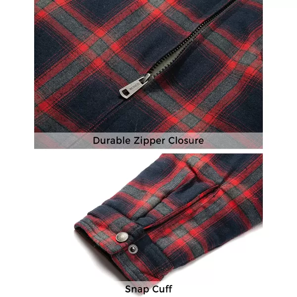 WenVen Mens Long Sleeve Flannel Jacket Winter Warm Sherpa Lined Plaid ShirtRed