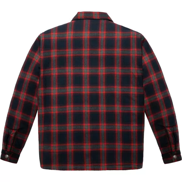 WenVen Mens Long Sleeve Flannel Jacket Winter Warm Sherpa Lined Plaid ShirtRed