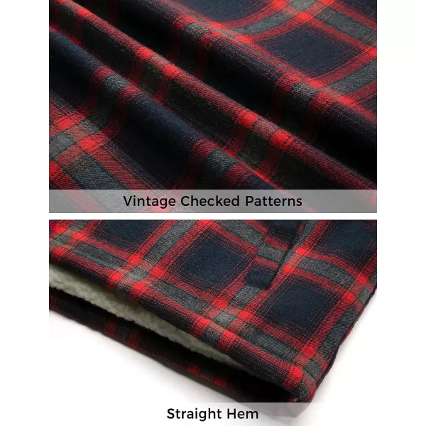 WenVen Mens Long Sleeve Flannel Jacket Winter Warm Sherpa Lined Plaid ShirtRed