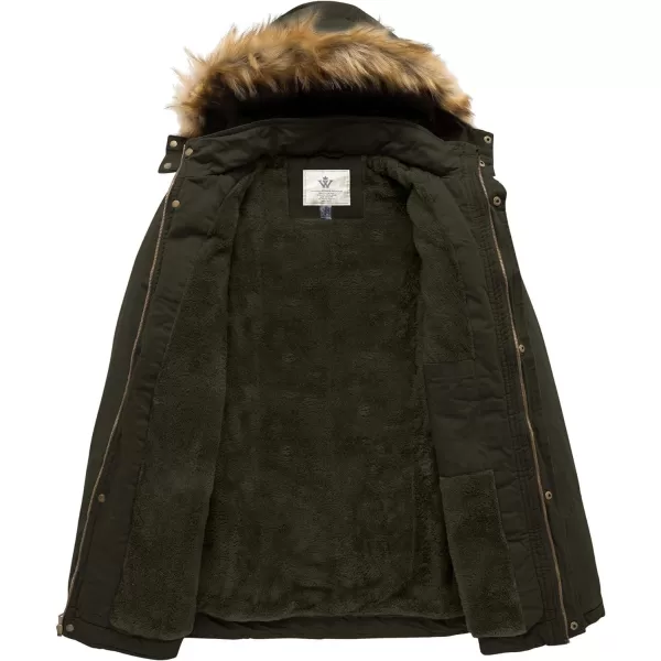 WenVen Mens Outdoor Winter Zip up Jacket with Fur Hood Army Green SWenVen Mens Outdoor Winter Zip up Jacket with Fur Hood Army Green S