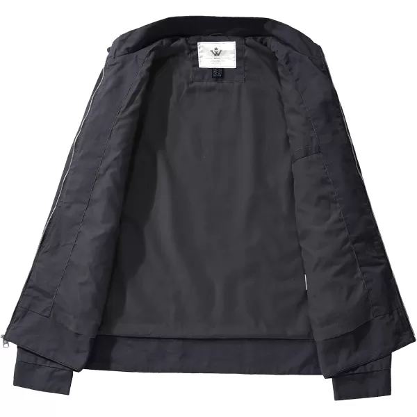 WenVen Mens Spring Cotton Military Jacket Casual Lightweight Canvas Field CoatGray