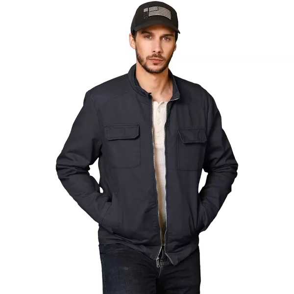 WenVen Mens Spring Cotton Military Jacket Casual Lightweight Canvas Field CoatGray