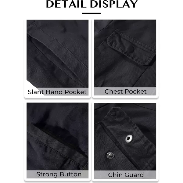 WenVen Mens Spring Cotton Military Jacket Casual Lightweight Canvas Field CoatGray