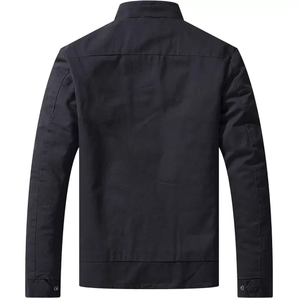 WenVen Mens Spring Cotton Military Jacket Casual Lightweight Canvas Field CoatGray