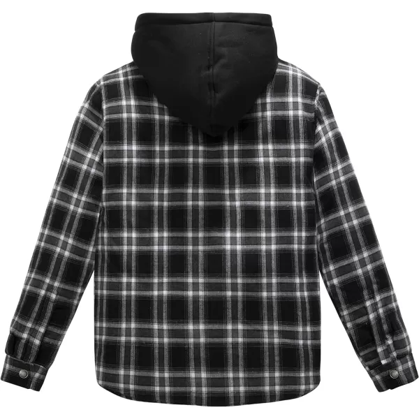 WenVen Mens Spring Long Sleeved Sherpa Lined Jacket Casual Hooded Shirt Jacket Lightweight Comfortable Shirt CoatBlack