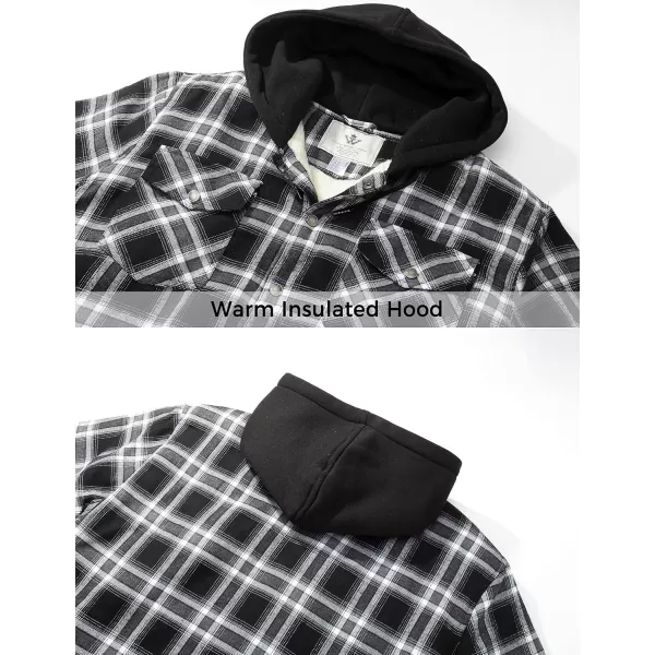 WenVen Mens Spring Long Sleeved Sherpa Lined Jacket Casual Hooded Shirt Jacket Lightweight Comfortable Shirt CoatBlack