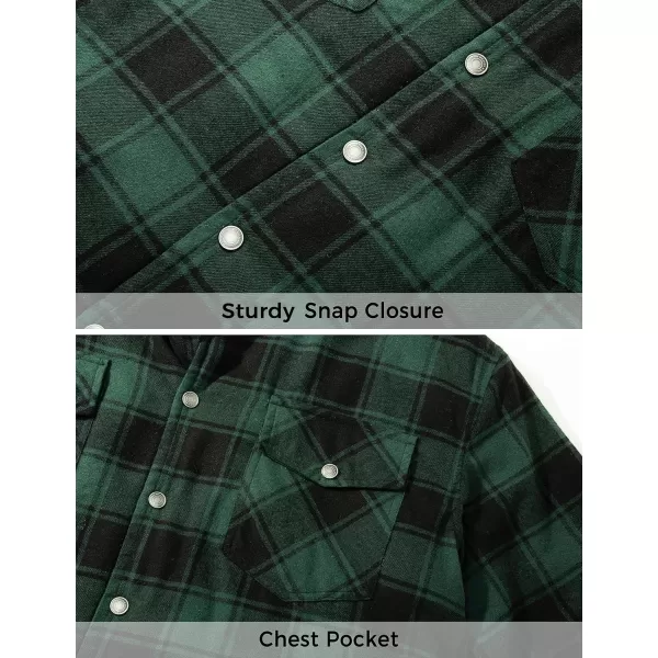 WenVen Mens Spring Long Sleeved Sherpa Lined Jacket Casual Hooded Shirt Jacket Lightweight Comfortable Shirt CoatBlack Green