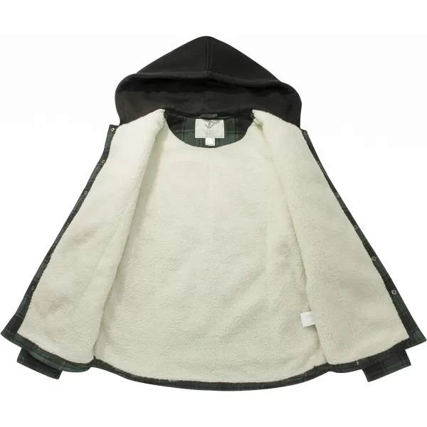 WenVen Mens Spring Long Sleeved Sherpa Lined Jacket Casual Hooded Shirt Jacket Lightweight Comfortable Shirt CoatBlack Green