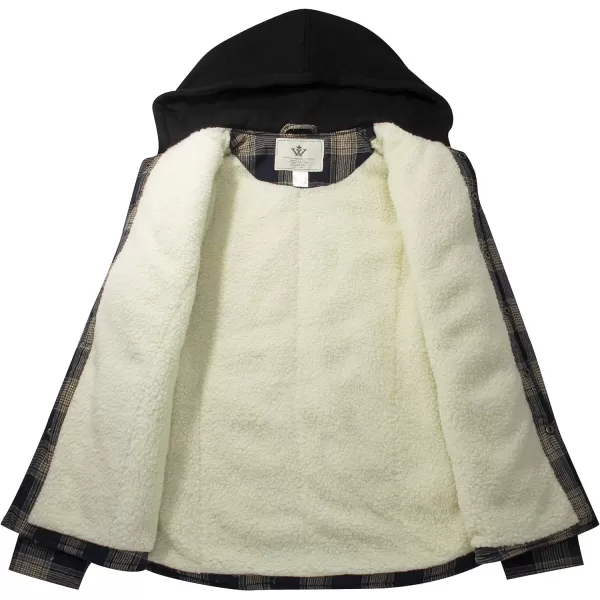 WenVen Mens Spring Long Sleeved Sherpa Lined Jacket Casual Hooded Shirt Jacket Lightweight Comfortable Shirt CoatBrown