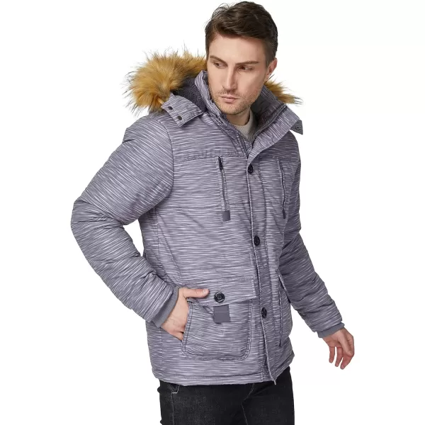 WenVen Mens Winter Coat Warm Parka Jacket with Faux Fur Removable HoodCharcoal Heather