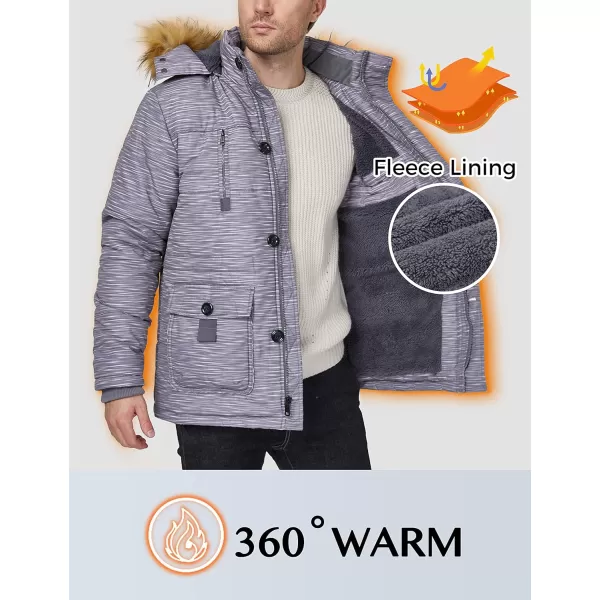 WenVen Mens Winter Coat Warm Parka Jacket with Faux Fur Removable HoodCharcoal Heather