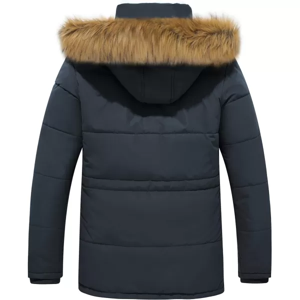 WenVen Mens Winter Coat Warm Parka Jacket with Faux Fur Removable HoodGrey