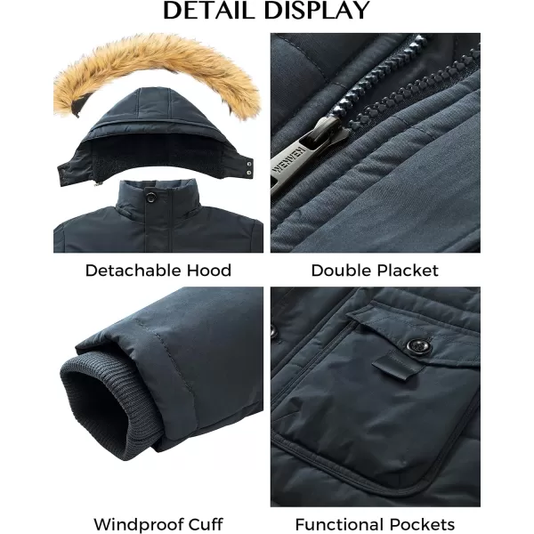 WenVen Mens Winter Coat Warm Parka Jacket with Faux Fur Removable HoodGrey