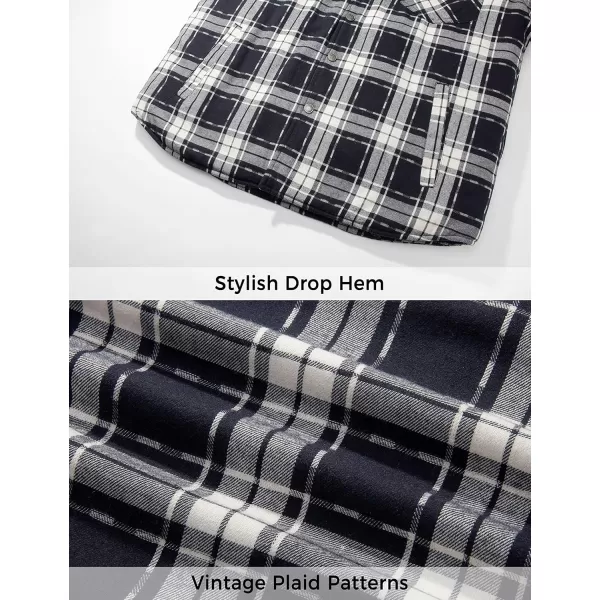 WenVen Mens Winter Hooded Plaid Shirt Jacket Sherpa Lining Shirt Jacket Lightweight and Comfortable Casual CoatBlue White