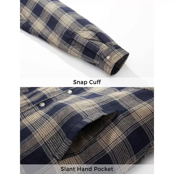 WenVen Mens Winter Hooded Plaid Shirt Jacket Sherpa Lining Shirt Jacket Lightweight and Comfortable Casual CoatBrown