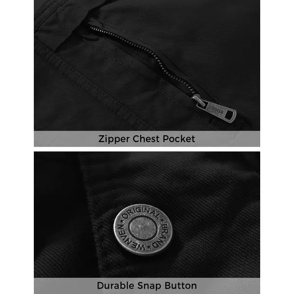 WenVen Mens Winter Sherpa Parka Mid Length Thicken Military Style Warm Jacket with Removable HoodDark Black