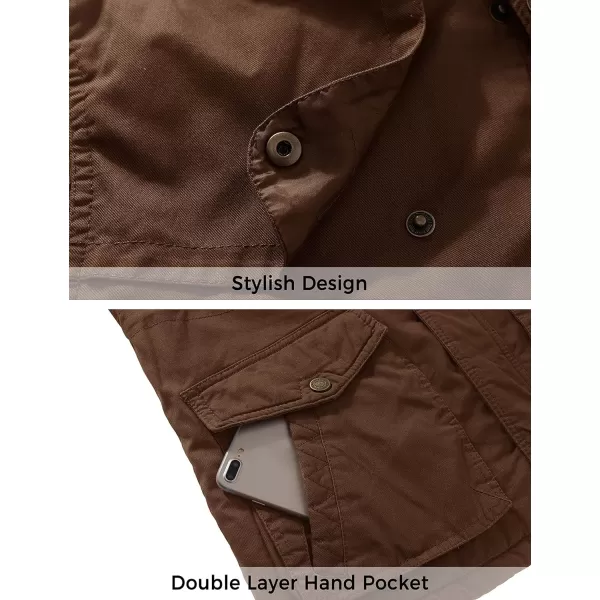 WenVen Mens Winter Sherpa Parka Mid Length Thicken Military Style Warm Jacket with Removable HoodKhaki