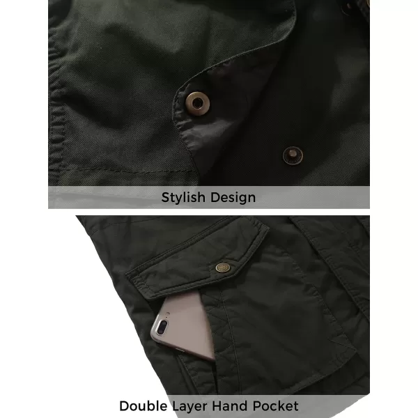 WenVen Mens Winter Sherpa Parka Mid Length Thicken Military Style Warm Jacket with Removable HoodOlive