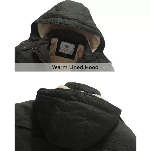 WenVen Mens Winter Sherpa Parka Mid Length Thicken Military Style Warm Jacket with Removable HoodOlive