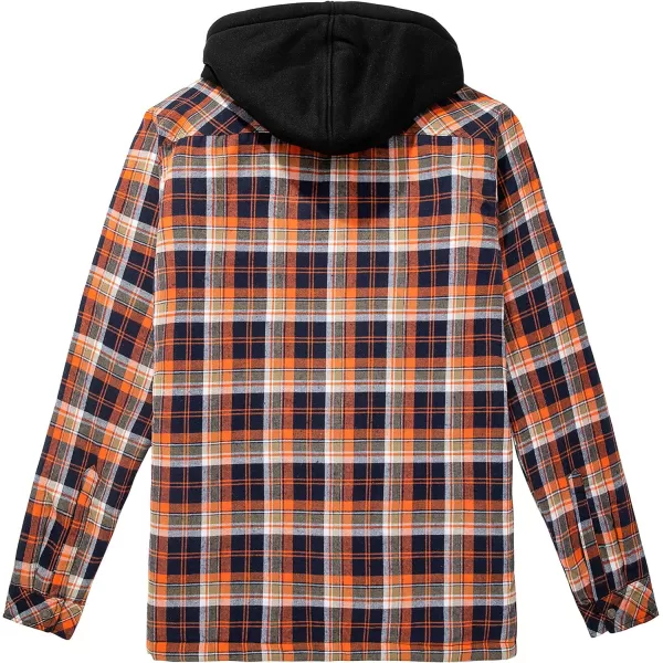 WenVen Mens Winter Thick Padded Plaid Flannel Quilted Shirt Jacket Orange XLWenVen Mens Winter Thick Padded Plaid Flannel Quilted Shirt Jacket Orange XL
