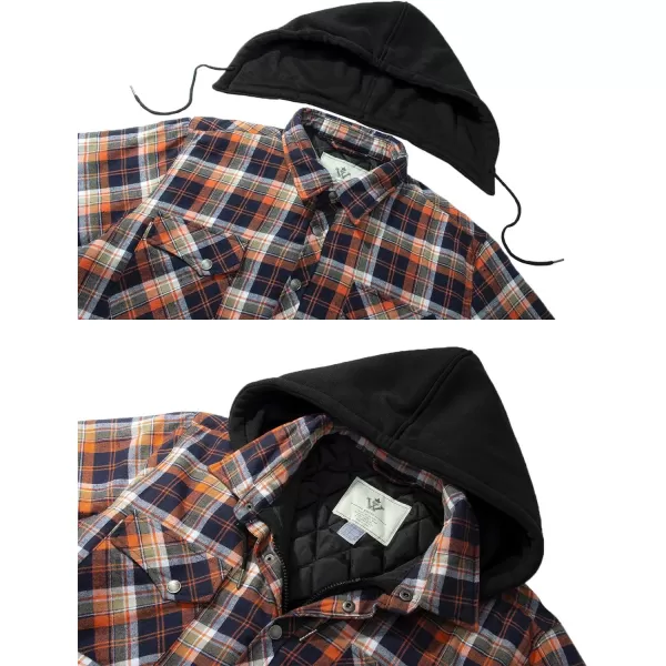 WenVen Mens Winter Thick Padded Plaid Flannel Quilted Shirt Jacket Orange XLWenVen Mens Winter Thick Padded Plaid Flannel Quilted Shirt Jacket Orange XL