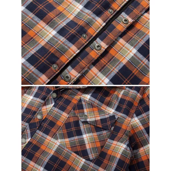 WenVen Mens Winter Thick Padded Plaid Flannel Quilted Shirt Jacket Orange XLWenVen Mens Winter Thick Padded Plaid Flannel Quilted Shirt Jacket Orange XL