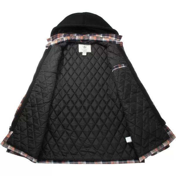 WenVen Mens Winter Thick Padded Plaid Flannel Quilted Shirt Jacket Orange XLWenVen Mens Winter Thick Padded Plaid Flannel Quilted Shirt Jacket Orange XL