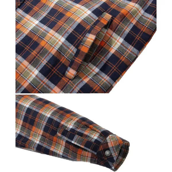 WenVen Mens Winter Thick Padded Plaid Flannel Quilted Shirt Jacket Orange XLWenVen Mens Winter Thick Padded Plaid Flannel Quilted Shirt Jacket Orange XL