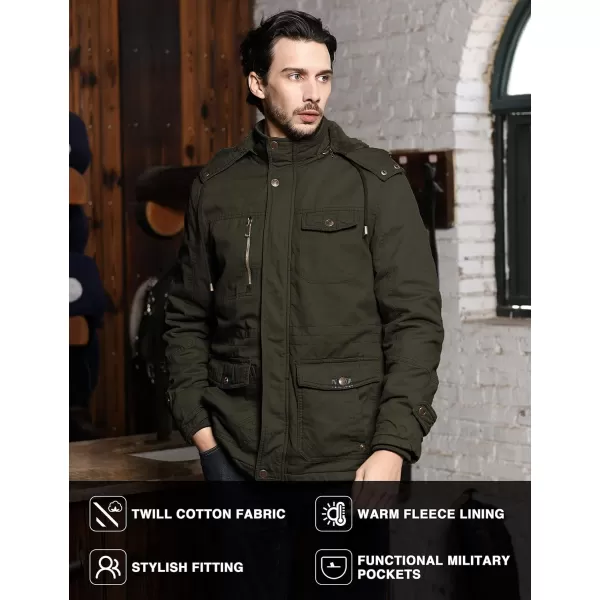 WenVen Mens Winter Thicken Cotton Parka Jacket Warm Coat with Removable HoodArmy Green 2022