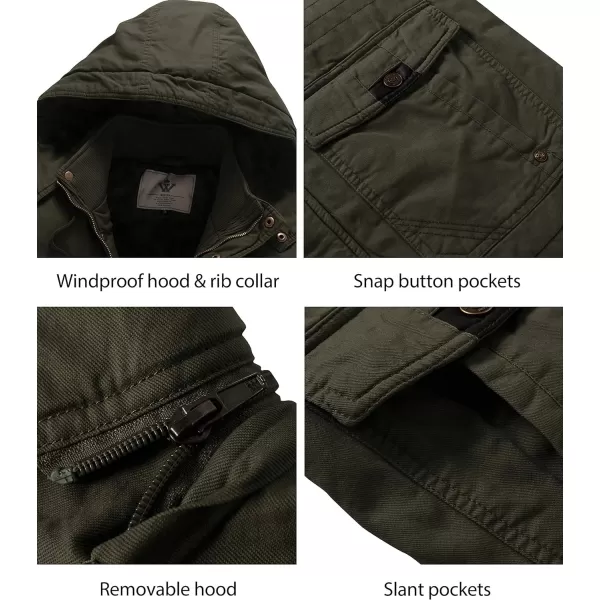 WenVen Mens Winter Thicken Cotton Parka Jacket Warm Coat with Removable HoodArmy Green 2022