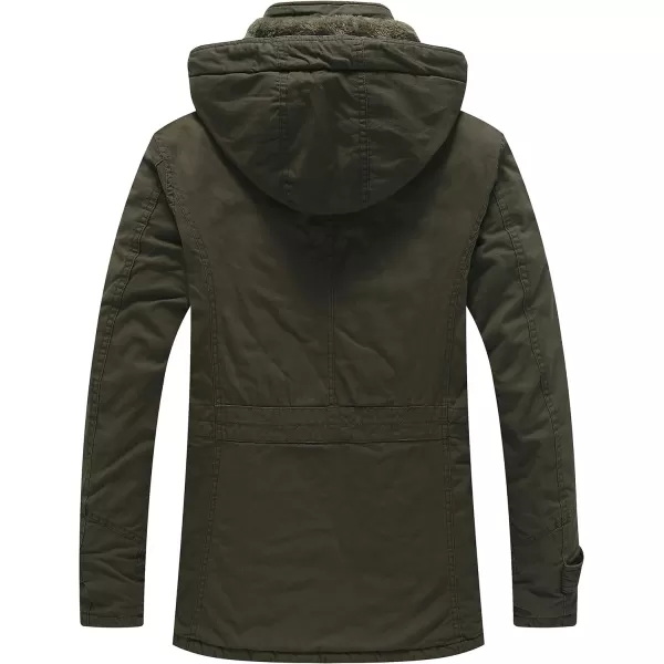 WenVen Mens Winter Thicken Cotton Parka Jacket Warm Coat with Removable HoodArmy Green 2022