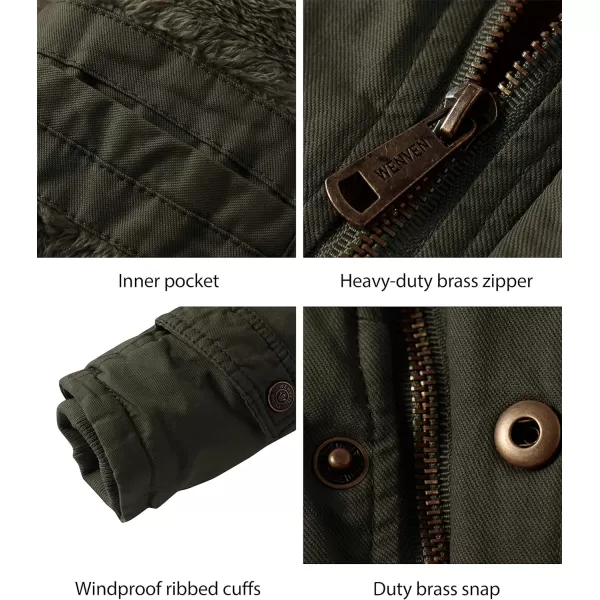 WenVen Mens Winter Thicken Cotton Parka Jacket Warm Coat with Removable HoodArmy Green 2022