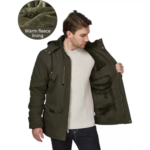 WenVen Mens Winter Thicken Cotton Parka Jacket Warm Coat with Removable HoodArmy Green