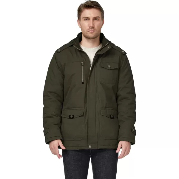 WenVen Mens Winter Thicken Cotton Parka Jacket Warm Coat with Removable HoodArmy Green