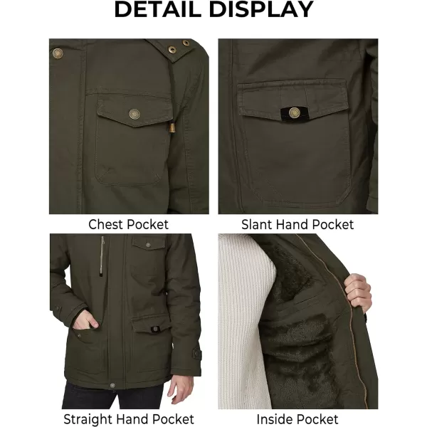 WenVen Mens Winter Thicken Cotton Parka Jacket Warm Coat with Removable HoodArmy Green