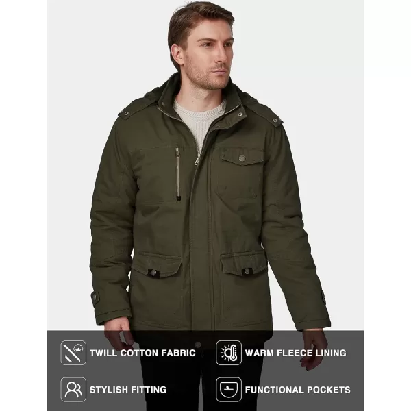 WenVen Mens Winter Thicken Cotton Parka Jacket Warm Coat with Removable HoodArmy Green