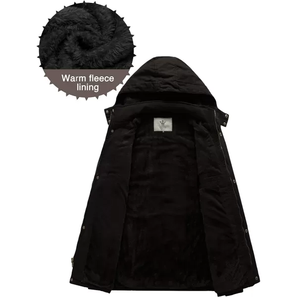 WenVen Mens Winter Thicken Cotton Parka Jacket Warm Coat with Removable HoodBlack 2022