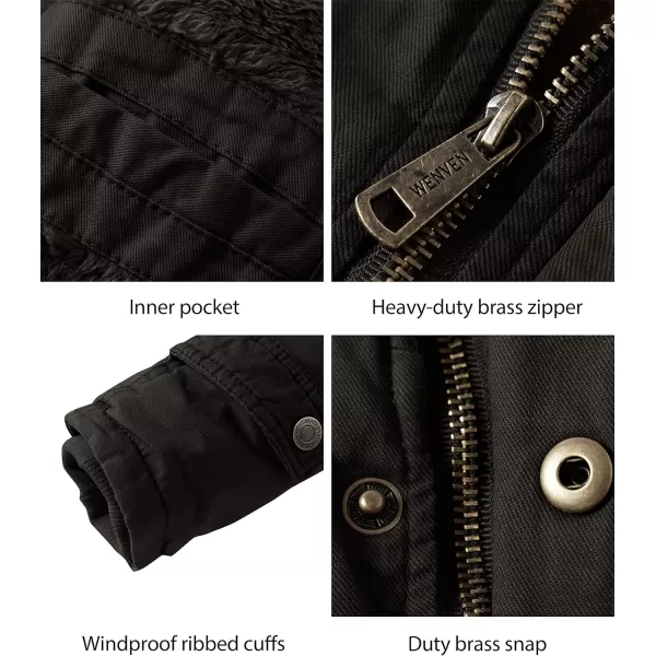 WenVen Mens Winter Thicken Cotton Parka Jacket Warm Coat with Removable HoodBlack 2022