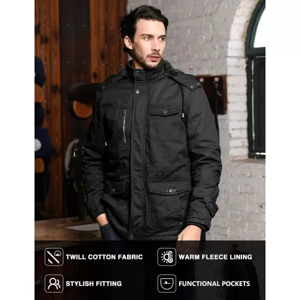WenVen Mens Winter Thicken Cotton Parka Jacket Warm Coat with Removable HoodBlack 2022