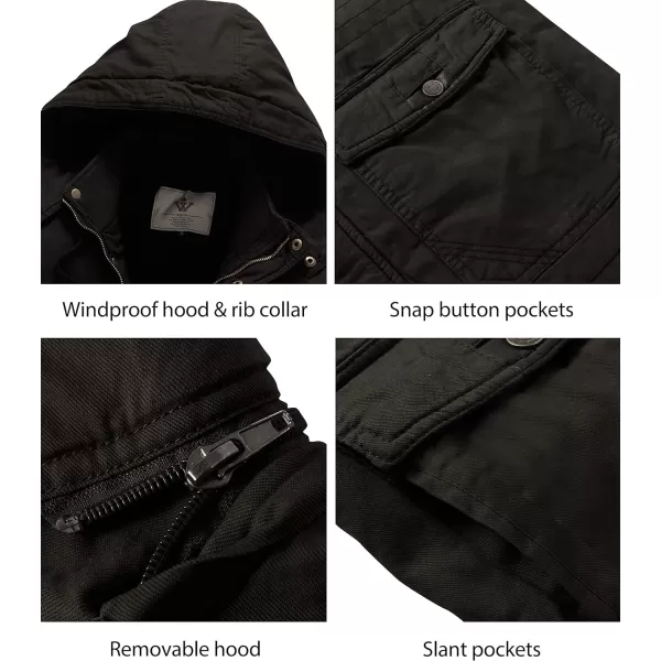 WenVen Mens Winter Thicken Cotton Parka Jacket Warm Coat with Removable HoodBlack 2022