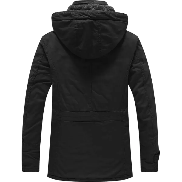 WenVen Mens Winter Thicken Cotton Parka Jacket Warm Coat with Removable HoodBlack 2022