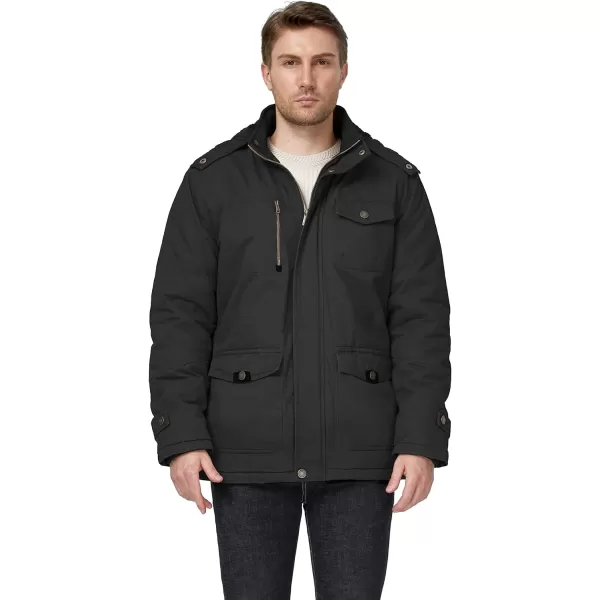 WenVen Mens Winter Thicken Cotton Parka Jacket Warm Coat with Removable HoodBlack