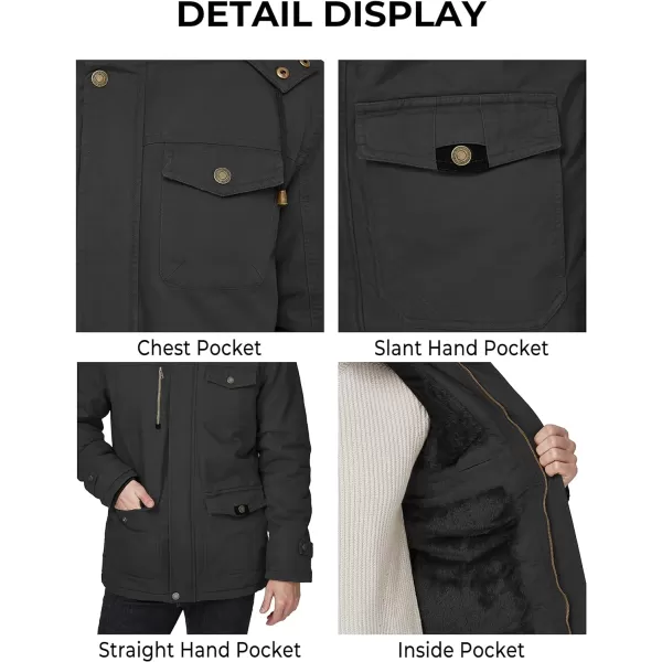 WenVen Mens Winter Thicken Cotton Parka Jacket Warm Coat with Removable HoodBlack